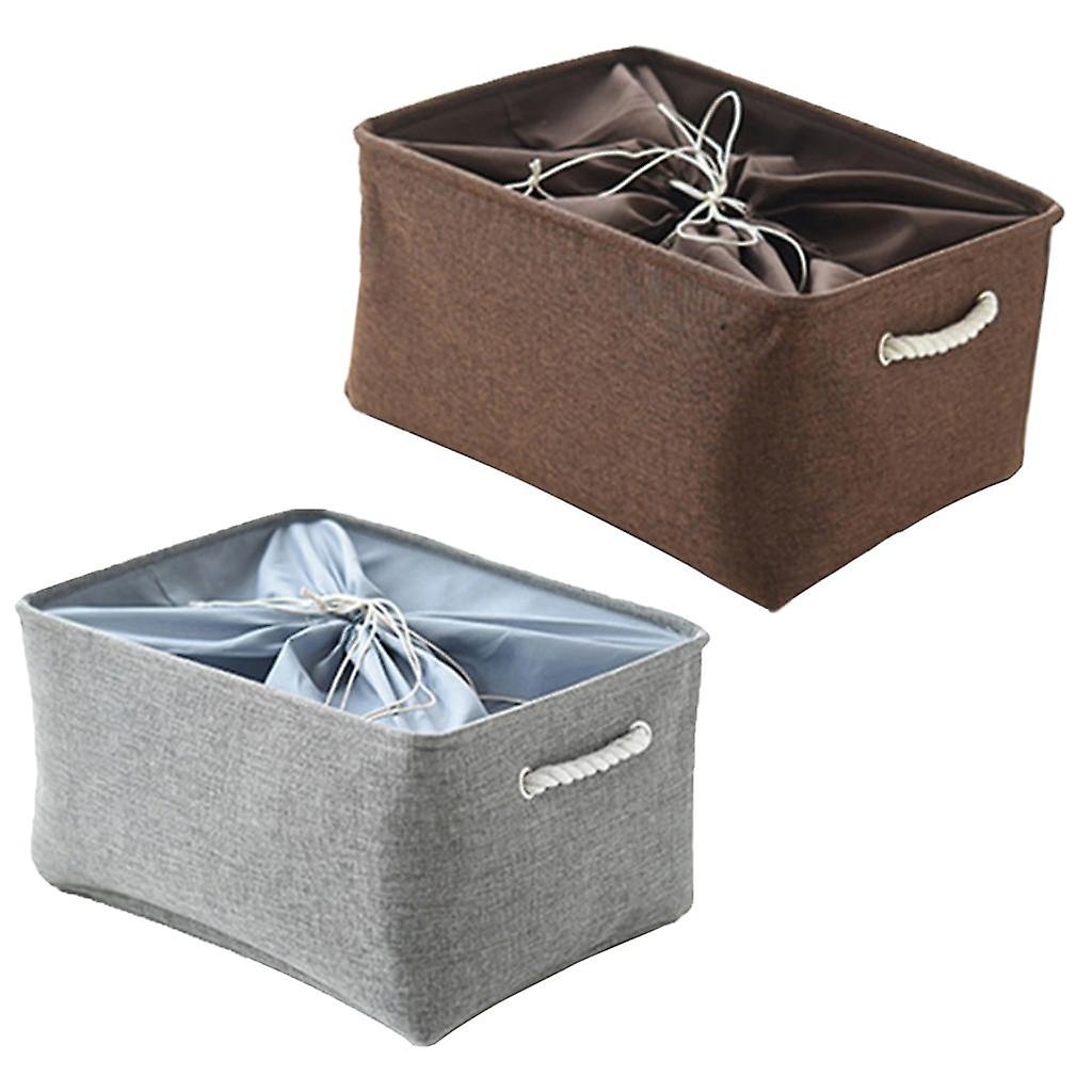 2Pcs Cubby Storage Basket Organizer Bin with Drawstring Storage Bin