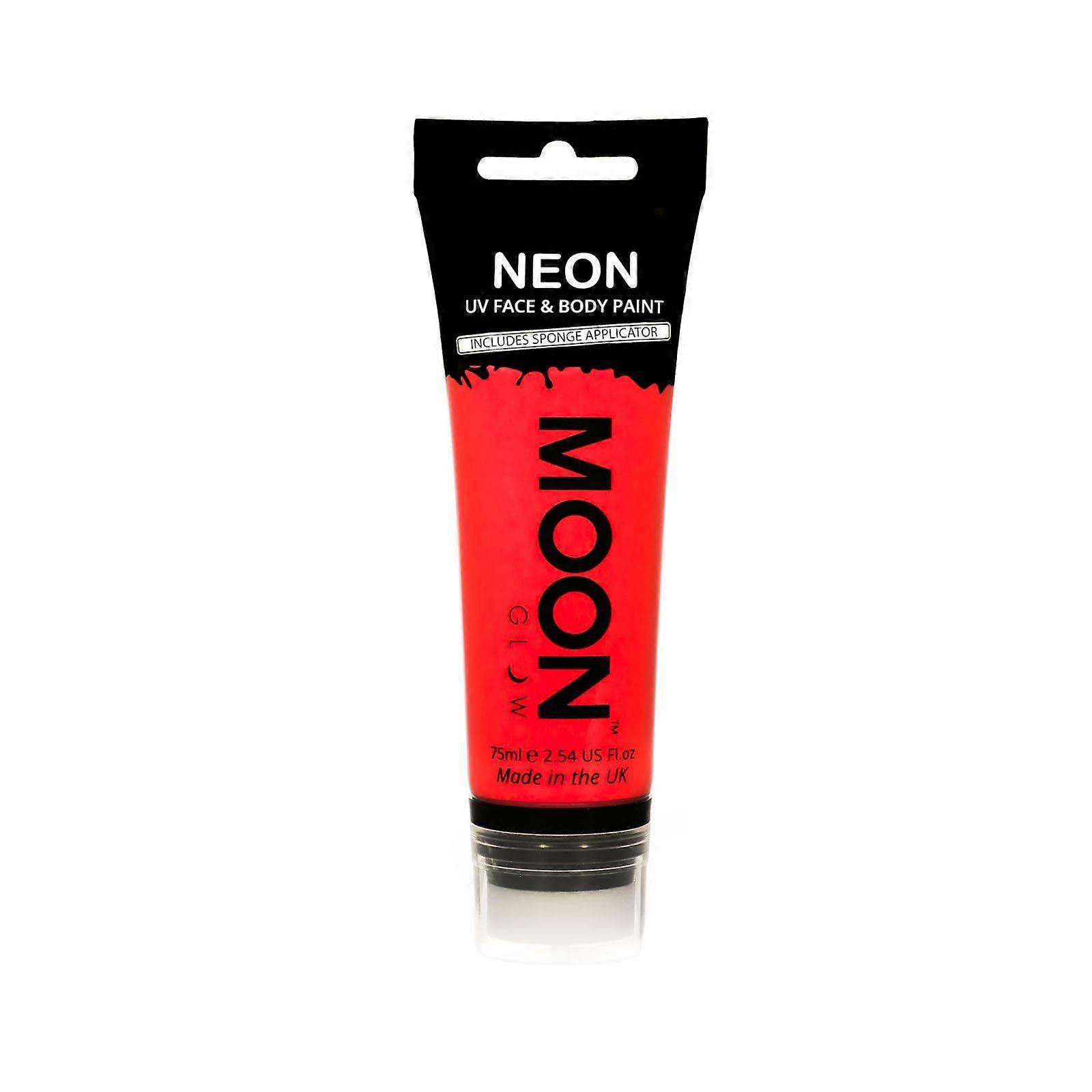 Moon Glow - 75ml Neon UV Face Paint with Sponge Applicator - Intense Red