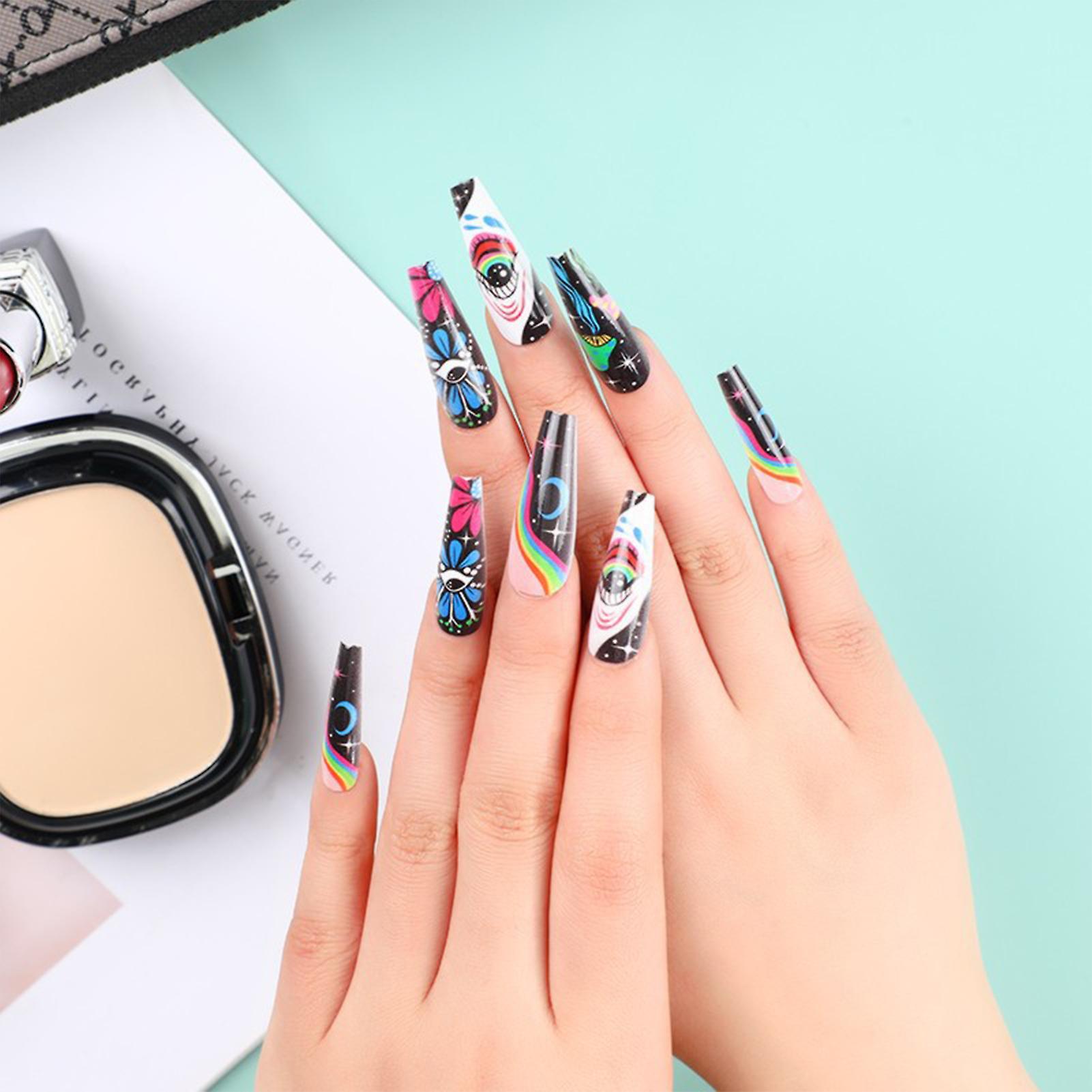 Frosted Long Square Fake Nails Convenient & Cost-effective Manicure