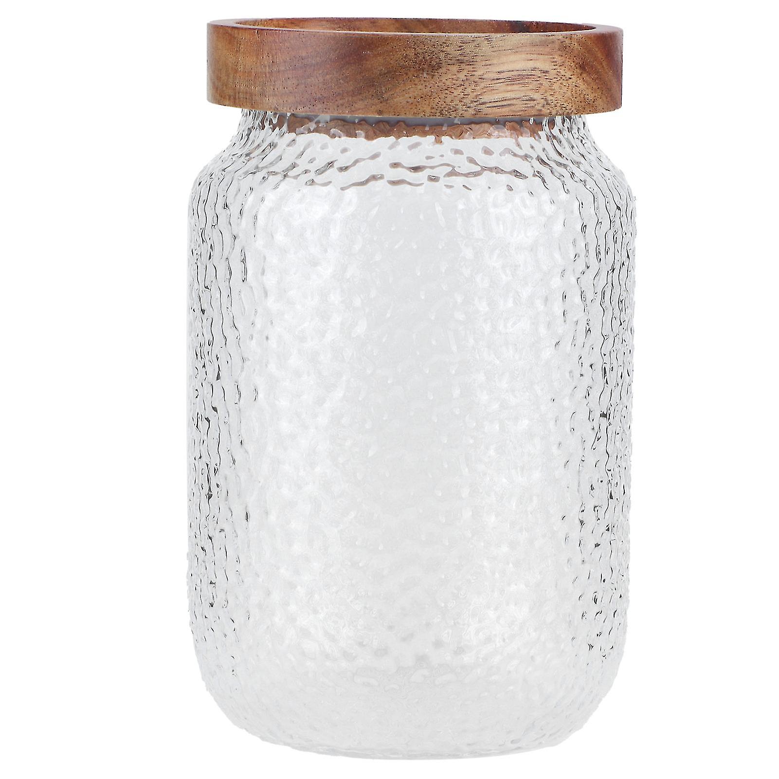 Glass Jar Set Wide Sealed Jar with Airtight Wood Lid for Coffee Bean Snacks Nuts700ml