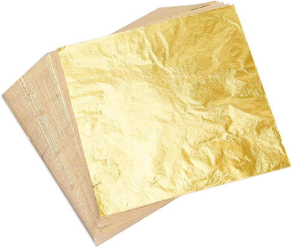 100 Sheets Gold Leaf Imitation Art Project Craft Decoration (14x14cm)
