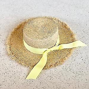 Hats Summer Sun/beach Raffia Straw Hat Bow Ribbon Cap Temperament Flat Straw Hats