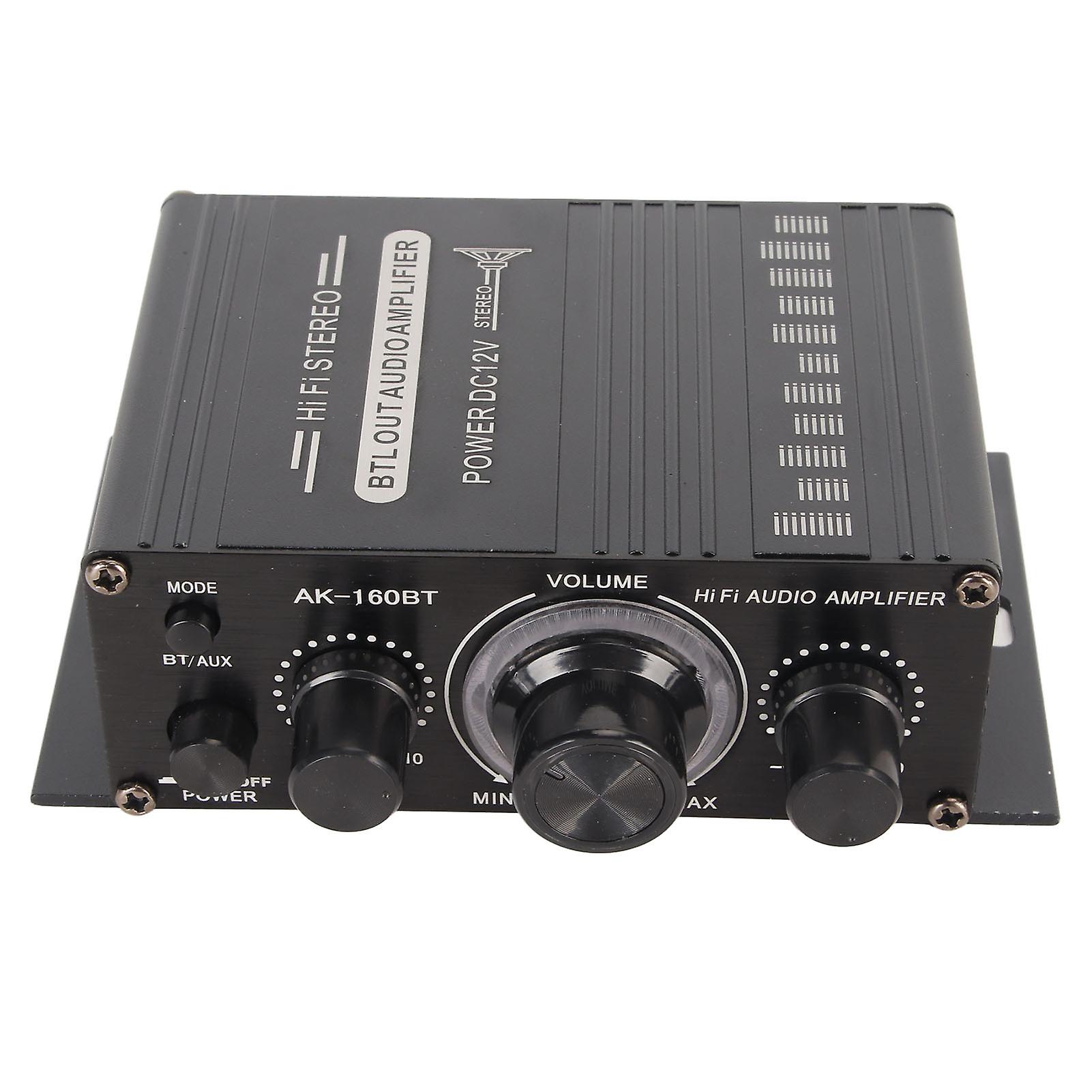 Amplificateur de puissance Bluetooth 5.0, son clair, alliage d'aluminium, 20 Hz à 20 kHz, 12 V, universel, pour voiture et maison