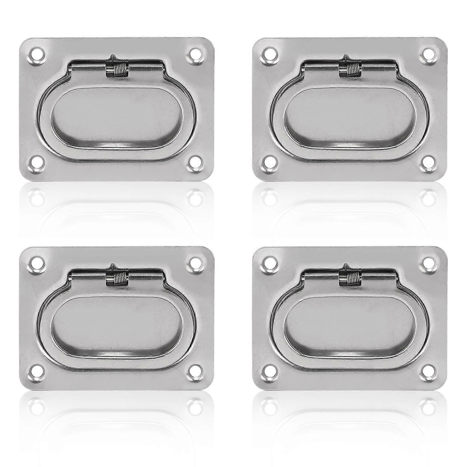 4 Pcs 316 Stainless Steel Embedded Flush Hatch Handles Boat Deck Pulls Square Design Durable Rust-Resistant 76x57mm For Marine Us