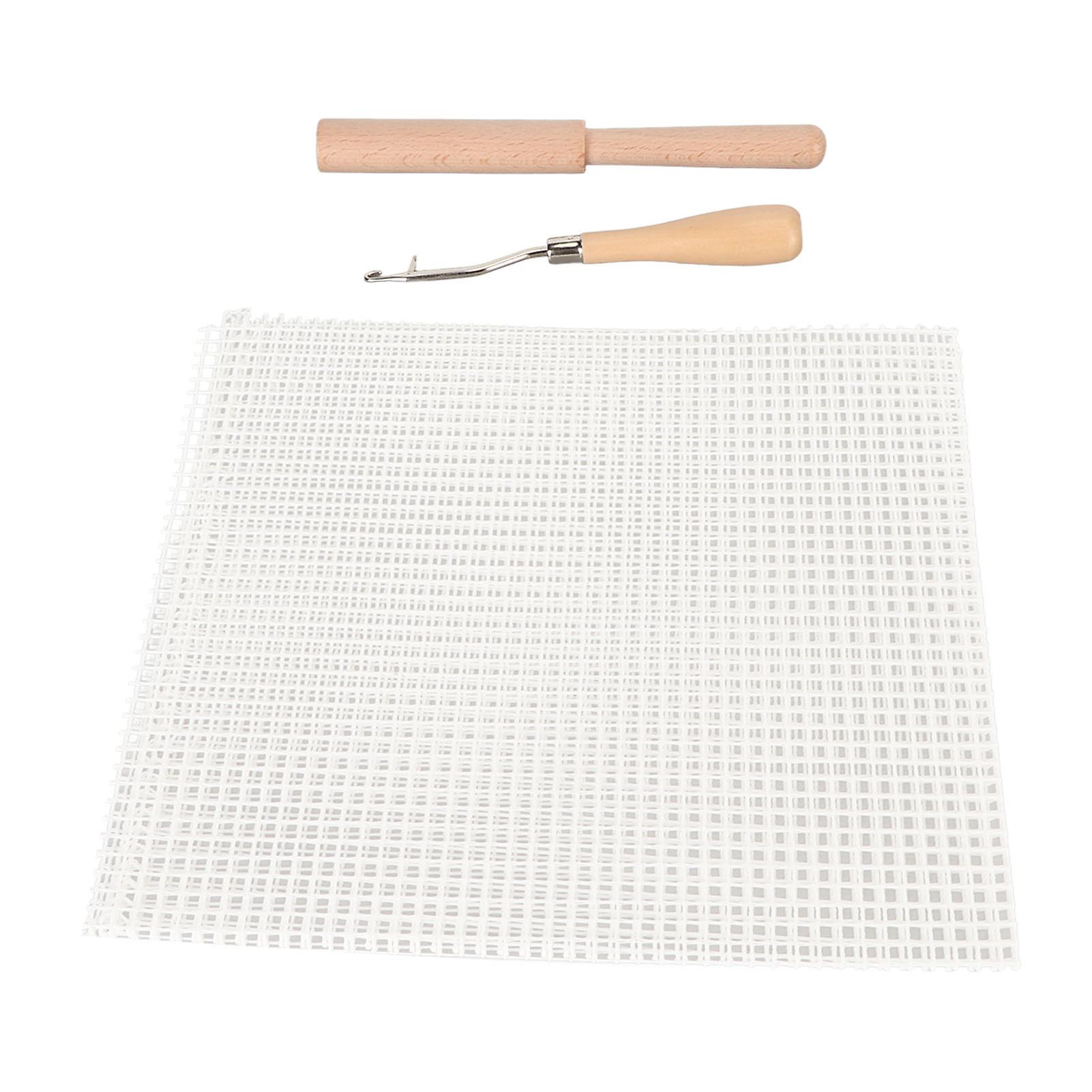 Latch Hook Tool Kit Blank Rug Hooking Mesh Canvas Wood Handle Crochet Hook for Carpet Tapestry 