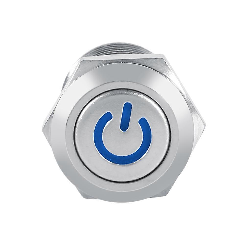 Car Vehicle Power Push Button Switch Momentary Type Blue LED 3V