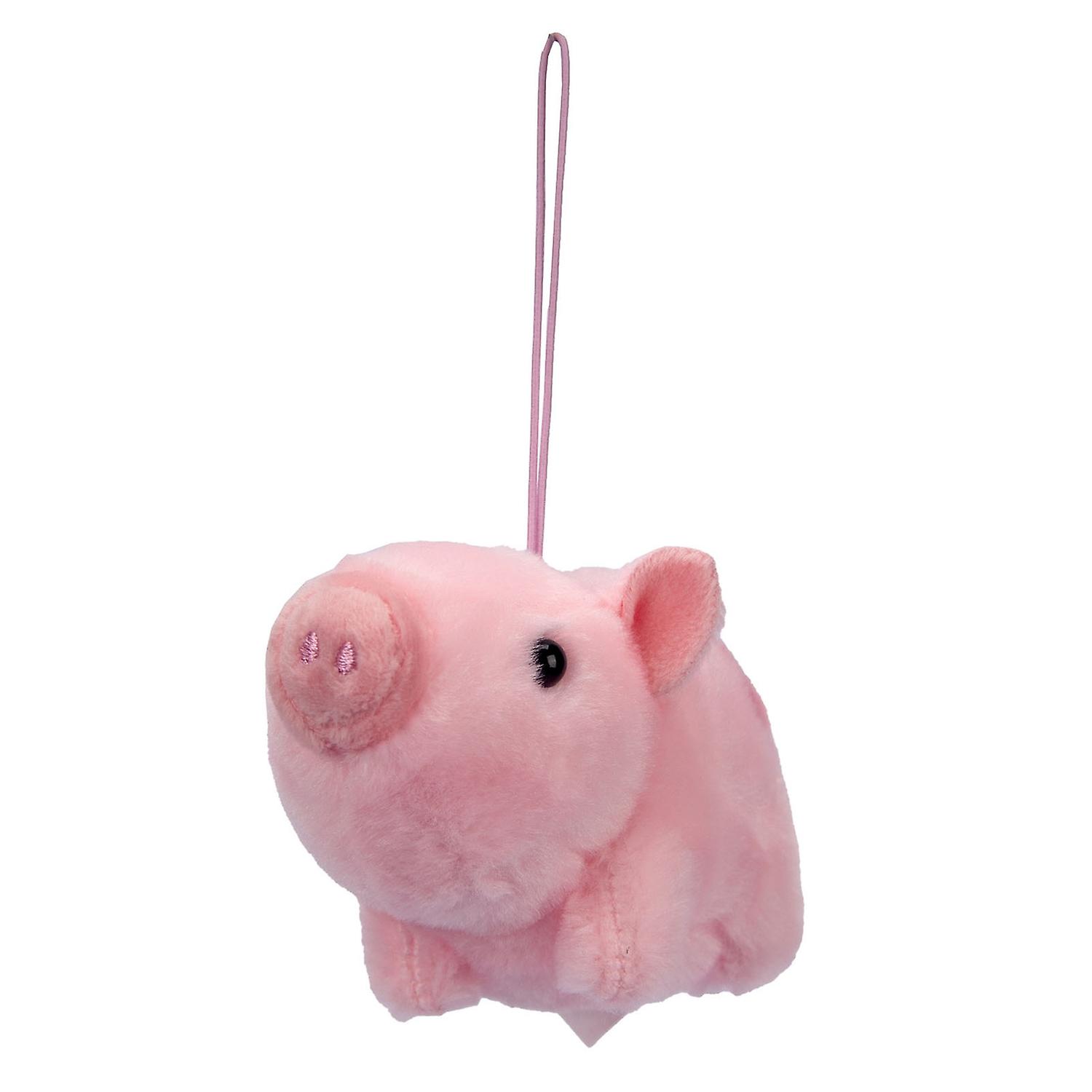 Pig Plush Toy with Hanging Rope 3D Eyes Lovely Piggy Doll Plushie Decoration Soft Stuffed Animal