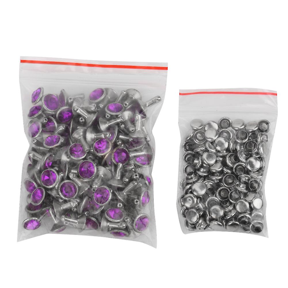 Clous décoratifs en acrylique diamant 8 mm, accessoire vestimentaire à faire soi-même, bord argenté 8 mm, cristal violet