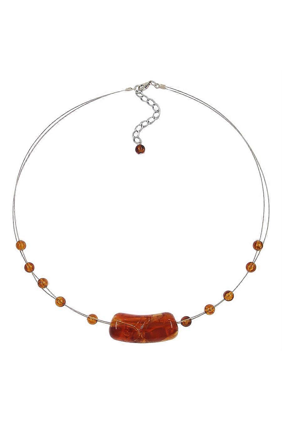 Necklace Tubes And Beads Brown 45cm - Gl02271