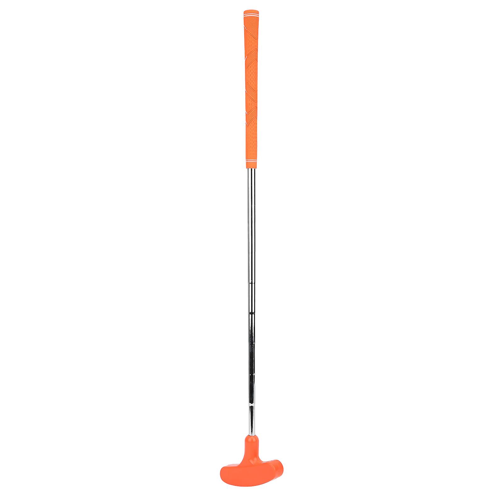 Mini putter de golf bidirectionnel 27 pouces, tête en caoutchouc souple pour entraînement en intérieur, pour enfants, orange