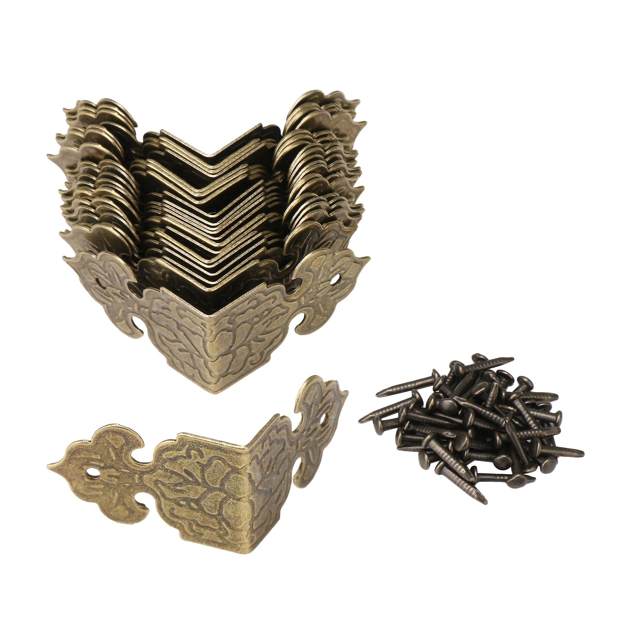 20pcs Bronze Vintage Box Corner Cover Guards Desk