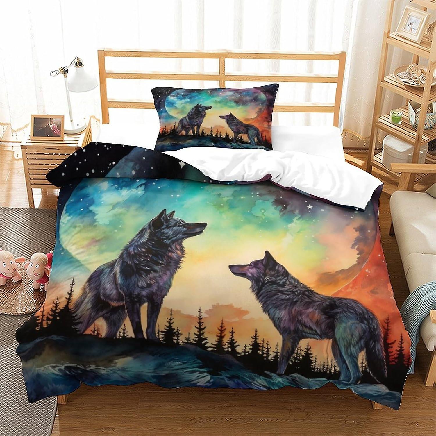 وولف باك لحاف غطاء لحاف مجموعة الفراش ، غطاء المعزي طقم الفراش الحديث للأطفال الأولاد والبنات والمراهقين الشباب ديكور غرفة 2 قطعة مجموعة ستوكات ناعمة