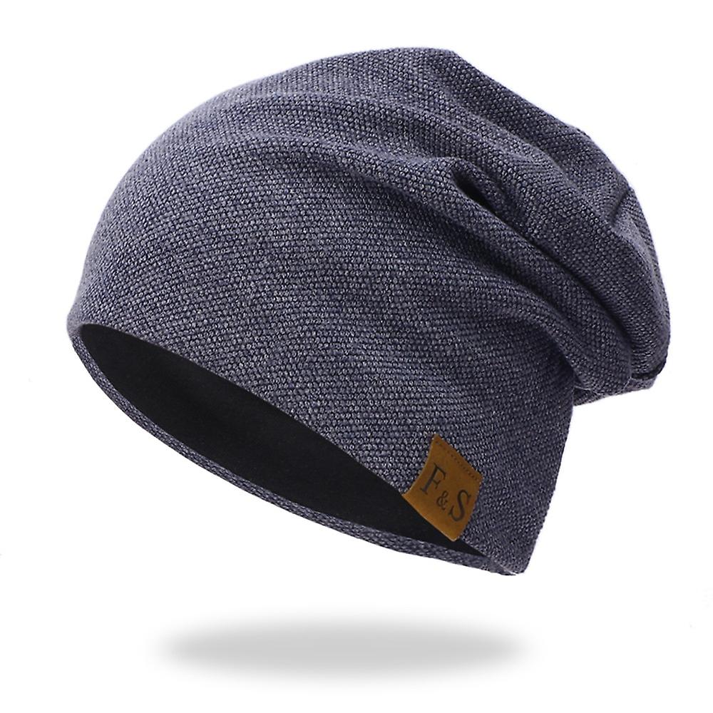 Knitting Beanie Solid Color Warm Soft Cap navy