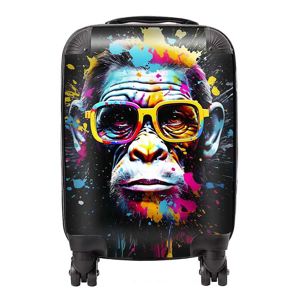 Coloured Splashart Monkey Face With Glasses Suitcase