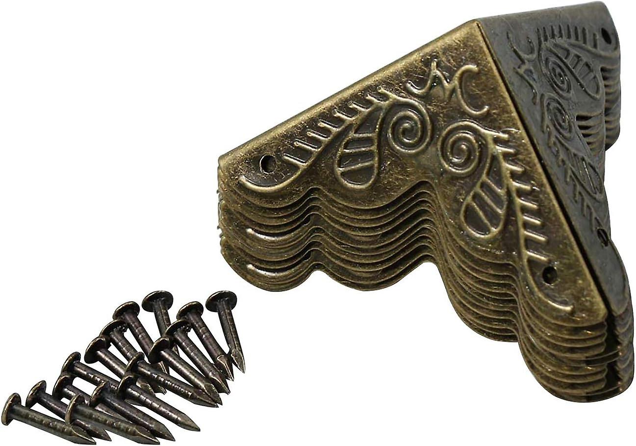 מגן פינה וינטאג 'פליז מתכת קצה מגן מראה עתיק פינות מגן 10 חלקים (ברונזה)