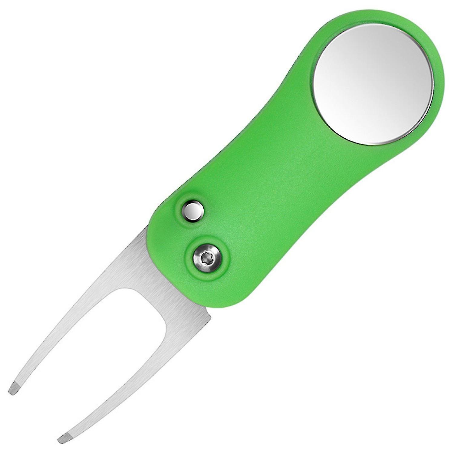 Putting Green Fork Foldable Mark Position Stainless Steel Portable Divot Tool For Outdoor(Green)