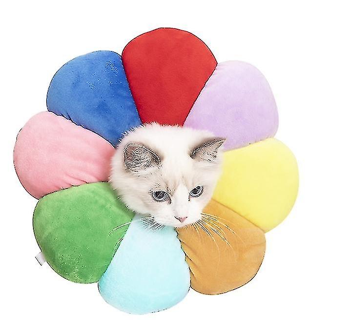 猫と犬のひまわり医療首輪の噛みつき防止と舐め防止ペット用品レインボー(XL)