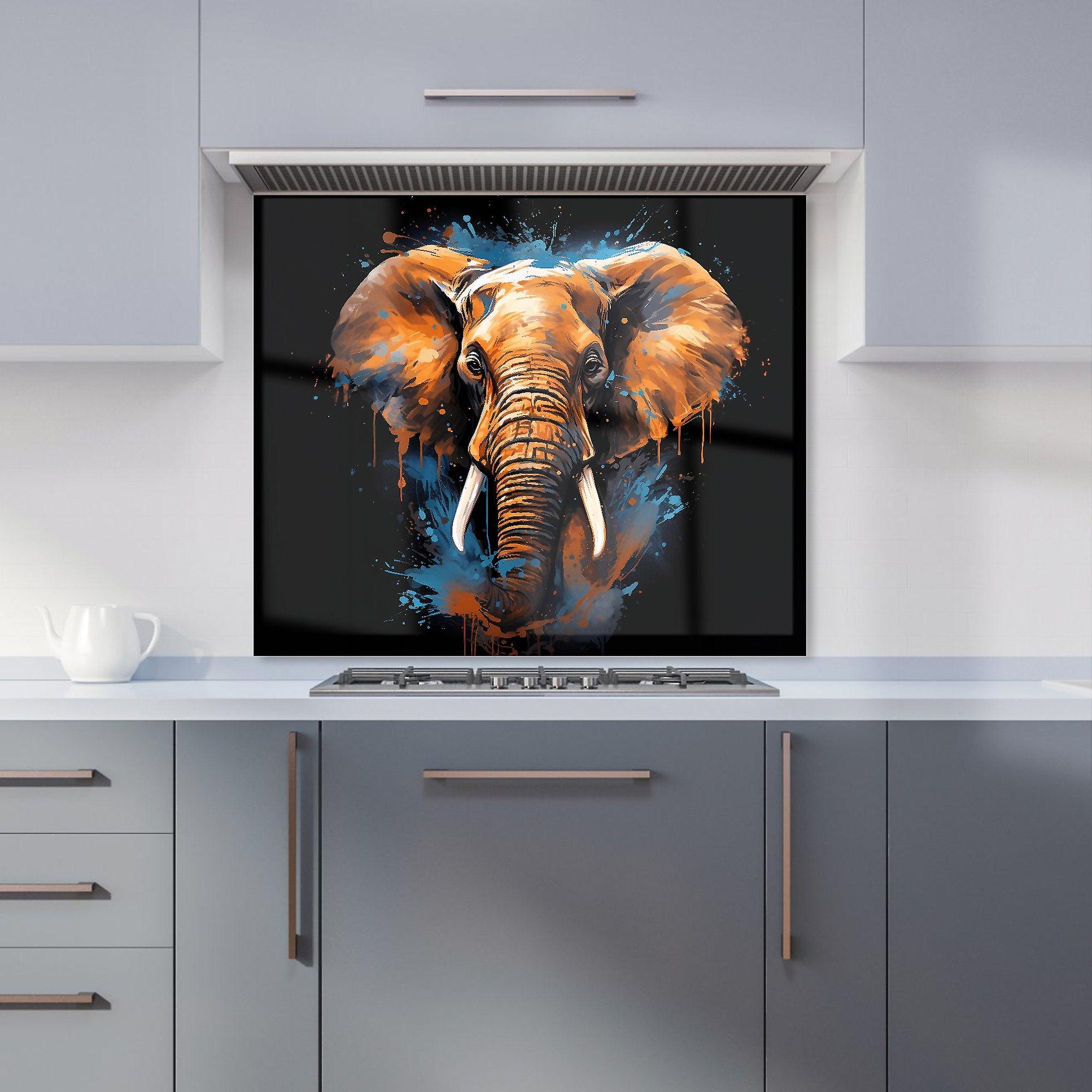 Splashart Elephant Blue Kitchen Splashback