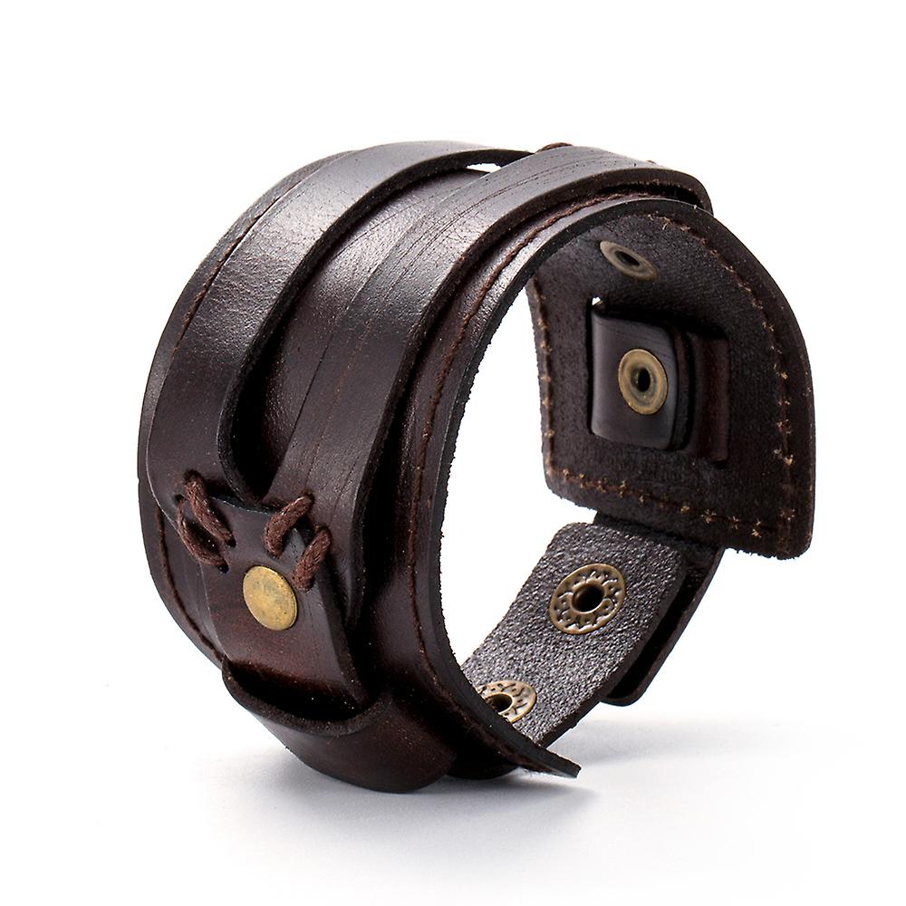 Eif Dock Wide Belt Genuine Leather Charm Bracelet For Men