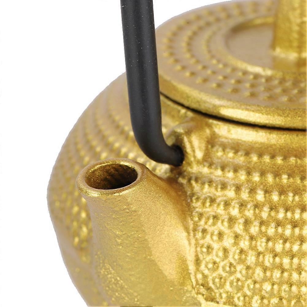 50ml Golden Mini Cast Iron Teapot, 4.3x3.8cm Flat Bottom