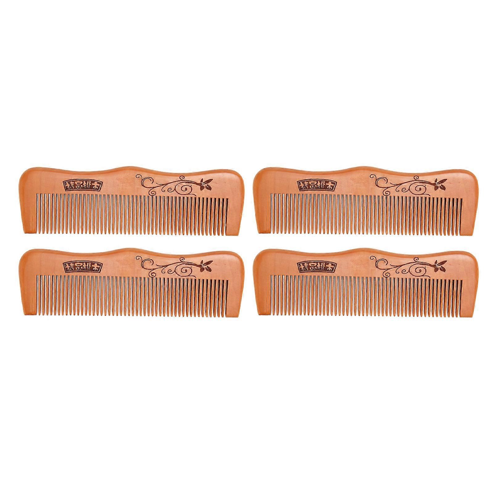 Portable Fine Tooth Peach Wood Massaging Comb