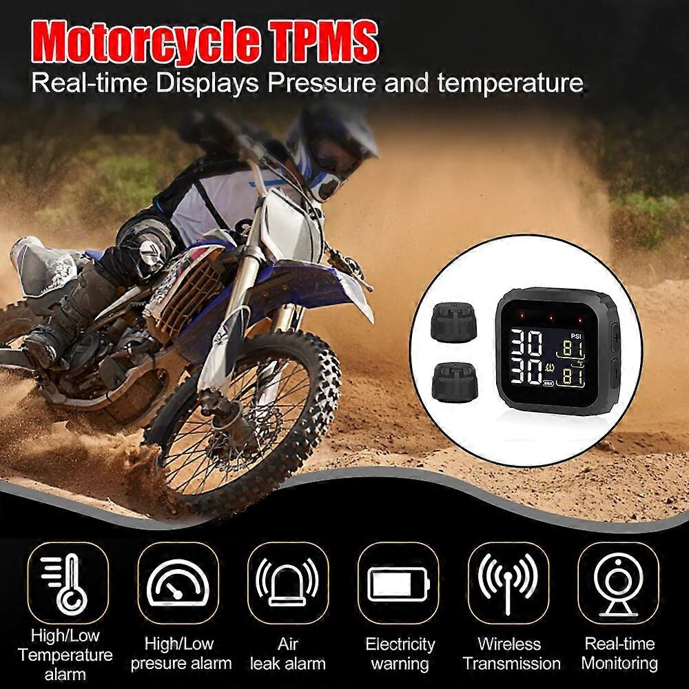 M3 TPMS 2 Sensors Motorcycle Tire Pressure Monitoring System Tyre Test Digital Tester Waterproof Display Motorbike Accessories FN9U9382