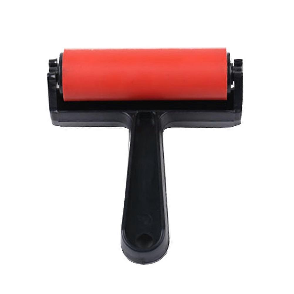 10cm profissional de pintura rolo cola rolo de tinta bloco de estampagem braseiros com moldura plástica para pintura (vermelho)