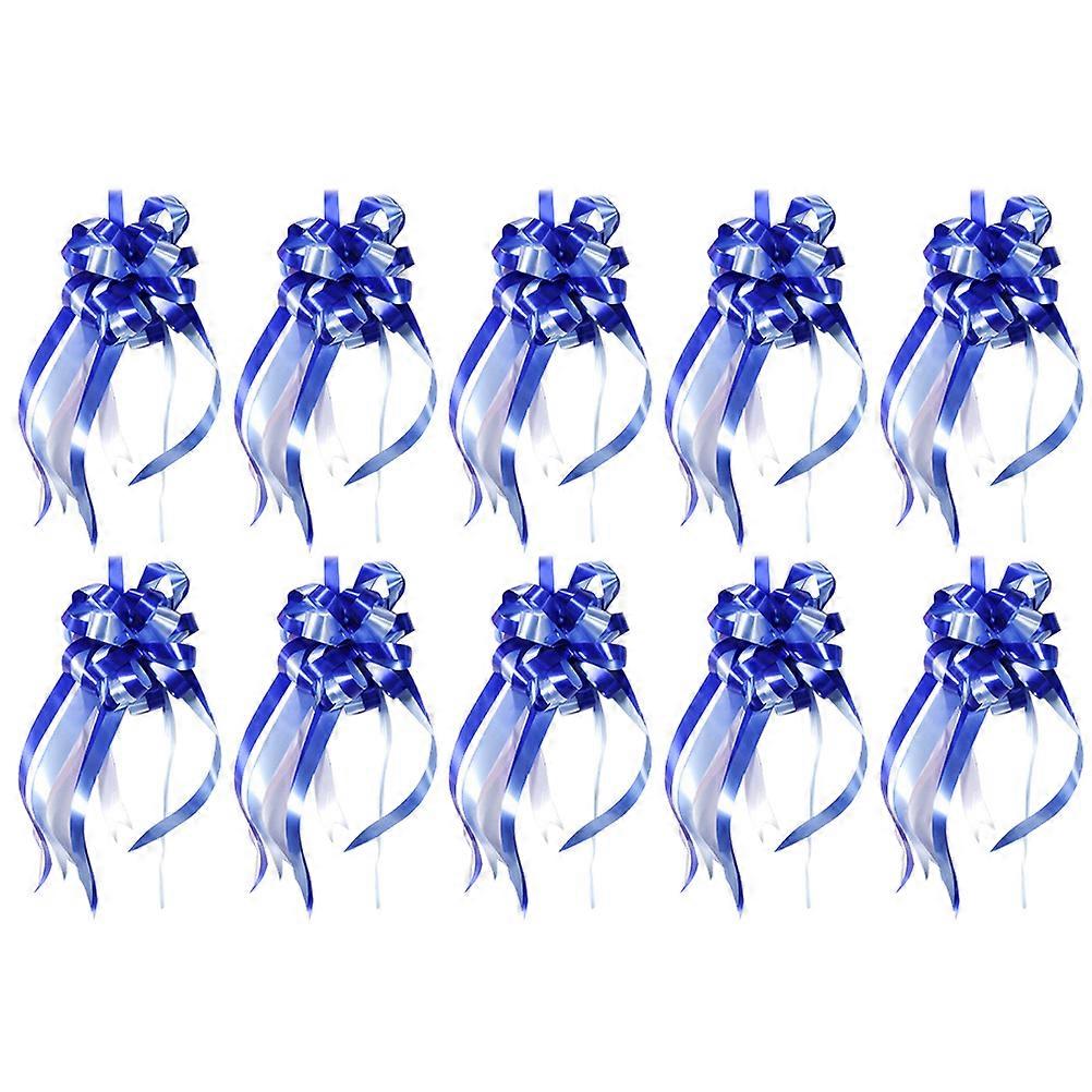 10Pcs Wrap Ribbon Pull Bows Bunting Ribbon Pull Strings Pull Bows Gift Bride Wrist Flowers Blue