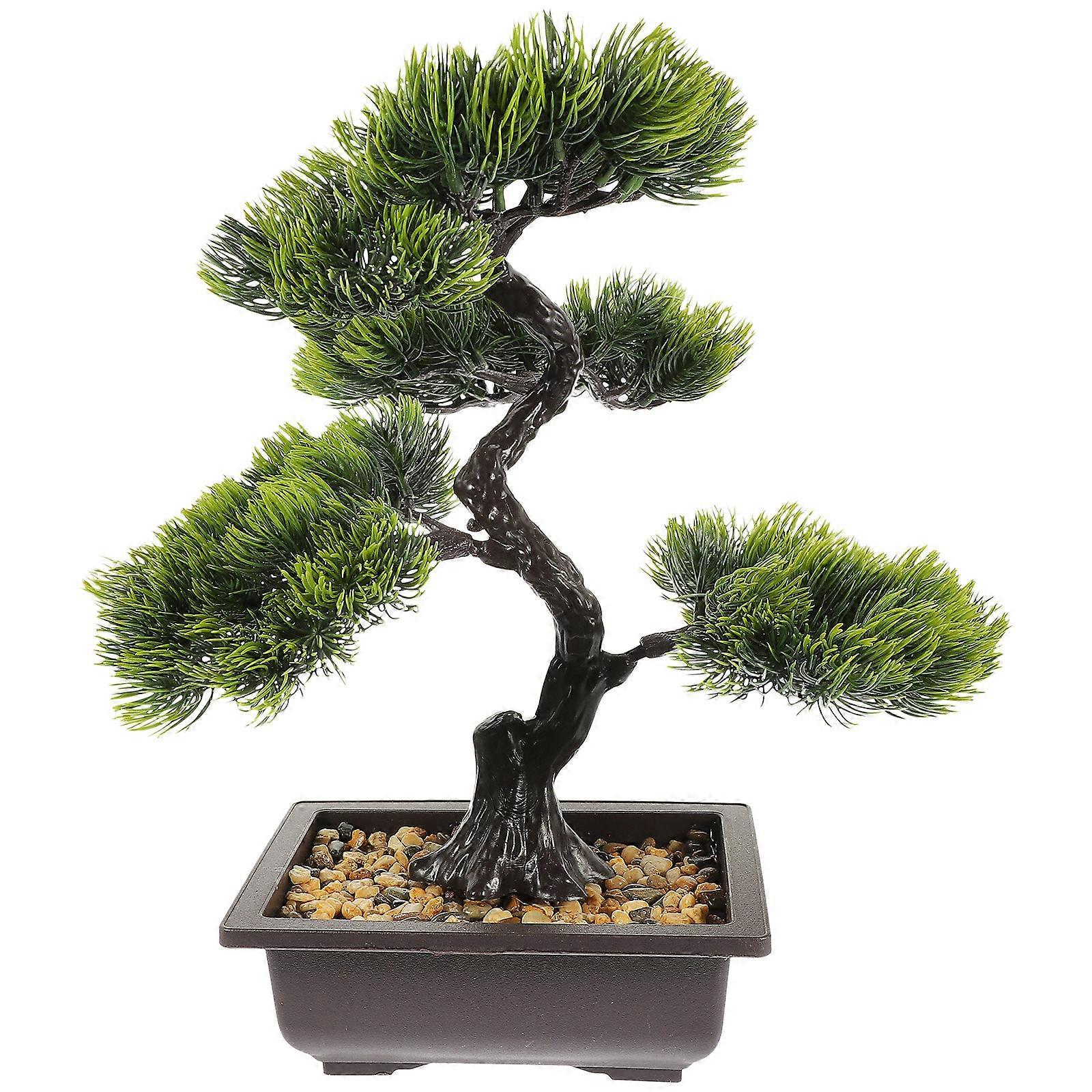 Künstliche Bonsai-Kiefer Faux Topfpflanze Schreibtisch-Display Gefälschte Baumtopf-Ornamente