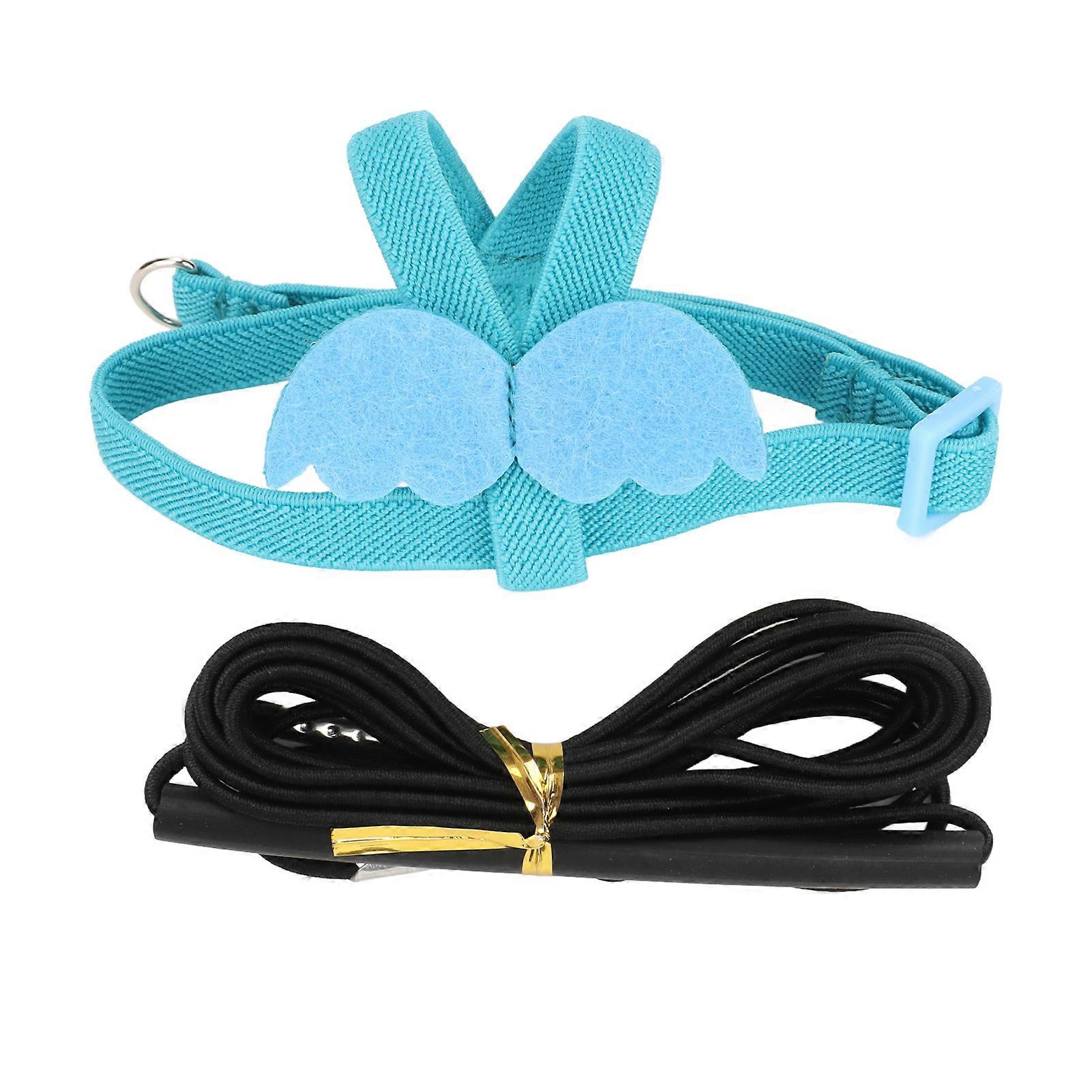 Bird Harness Leash Elastic Easy To Wear Adjustable Lightweight Portable Parrot Flying Leash Straps with Cute Wings L Blue