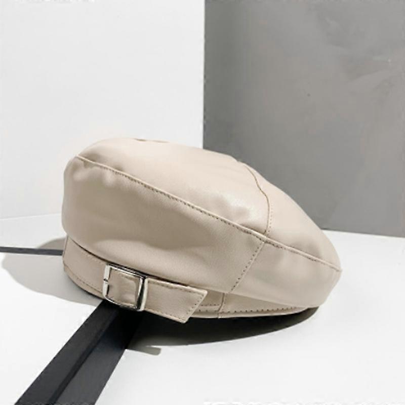 Damen Leder Baskenmütze, Mütze, einfarbig, elegant, modisch