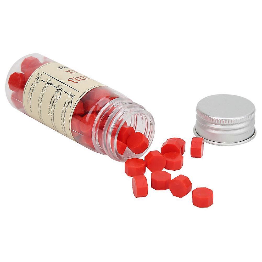 Octangular Sealing Wax Bead Bottle Packaged Wax Seal Stamp DIY Kit for Envelope LetterBright Red