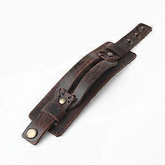 Hide & Drink Men's Leather Bracelet - Adjustable 3-Buckle Cuff In Bourbon Brown - Handmade Full Grain Leather Accessory