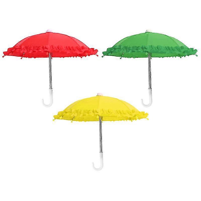 3pcs Children Umbrella Model Toys Decorative Umbrella Playthings (random Color)