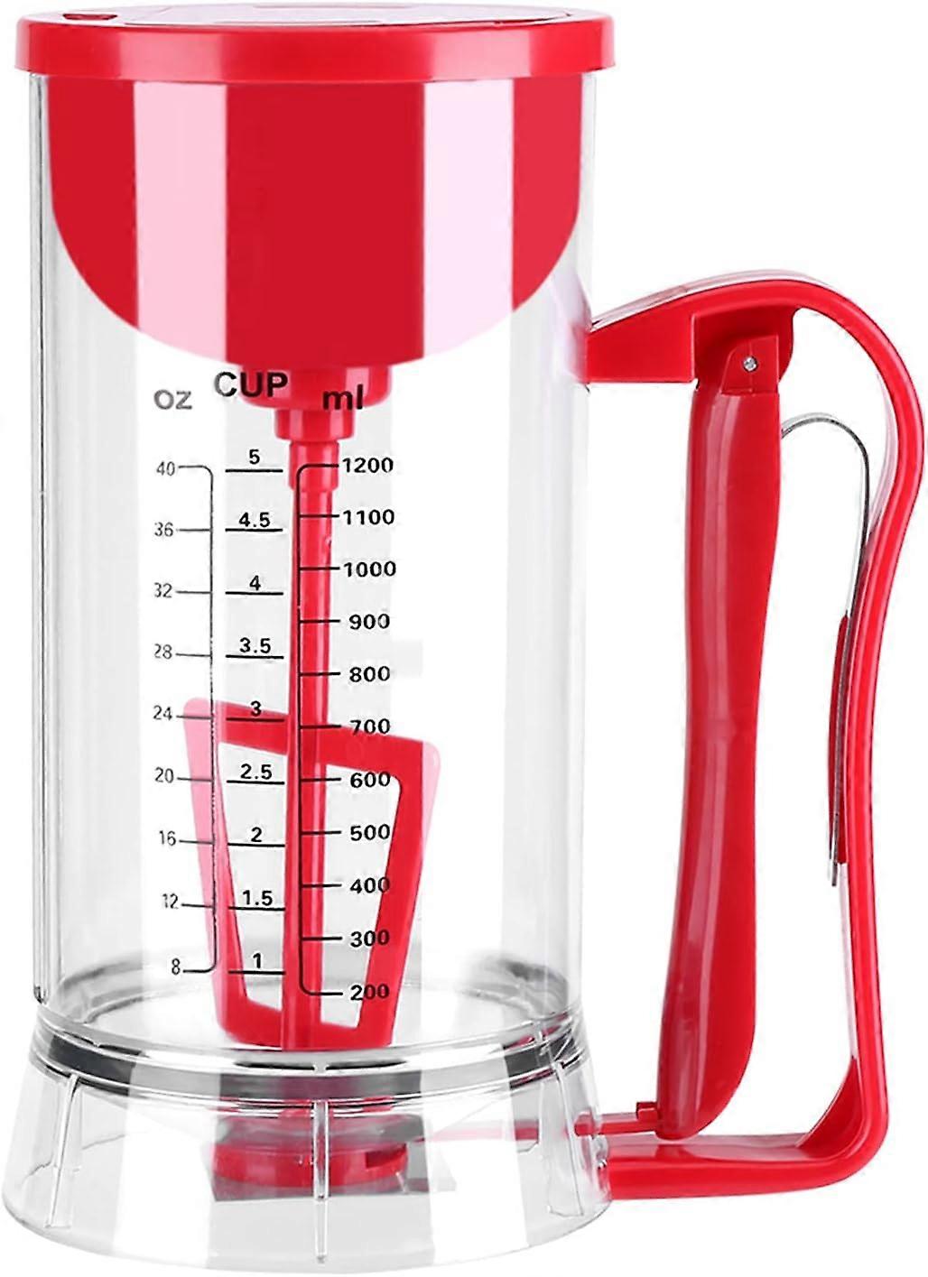 Dough Scoop 1200 ml, 2 in 1 Dough Mixer and Dough Dispenser Cake Waffles Batter Dispenser Electric Measuring Cup Dosing with Lid and Scale for Pancake