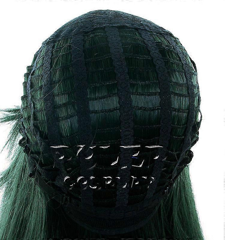 Perruques Cosplay longues droites vertes + bonnet de perruque