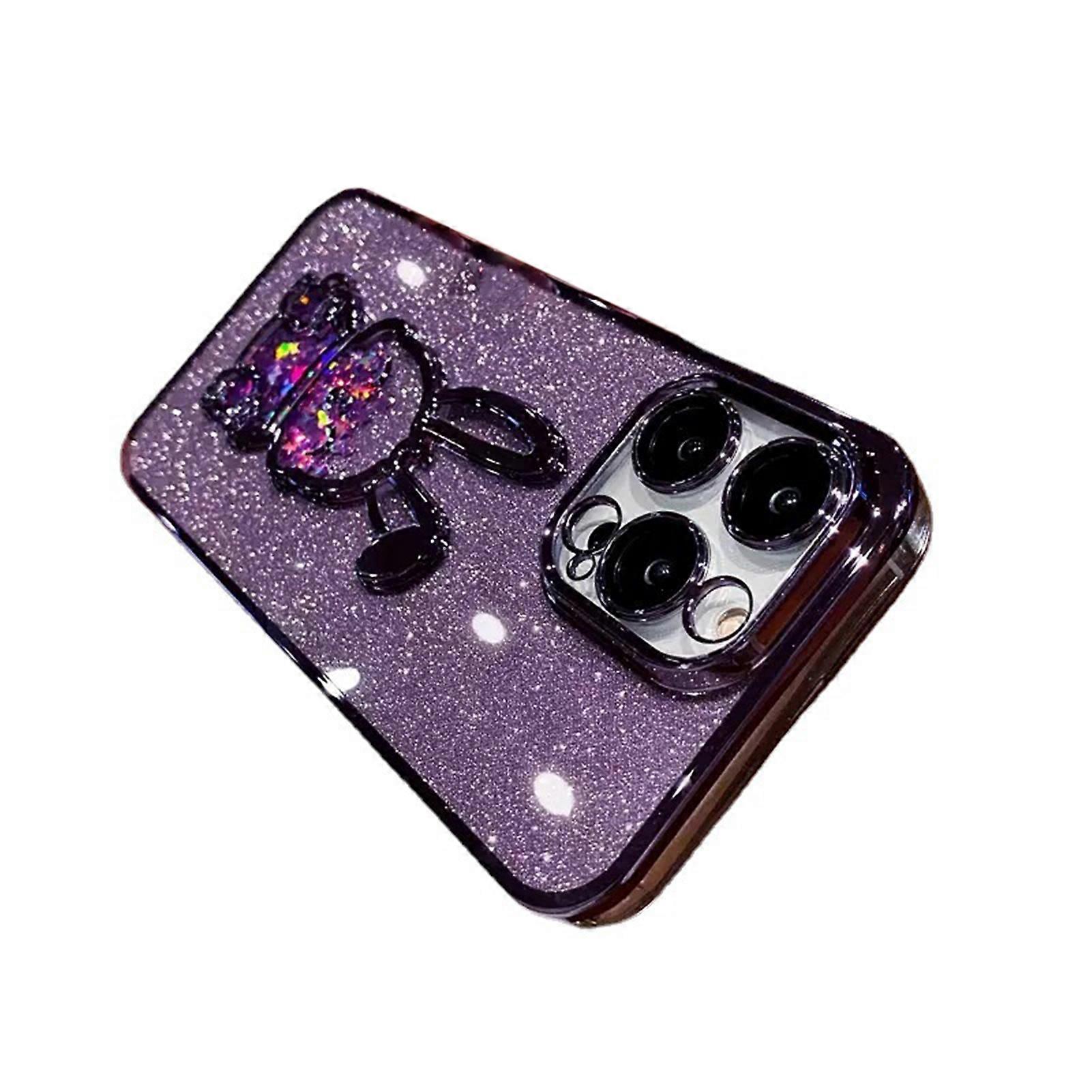 Phone Case Glitter Anti-scratch Anti-shock Anti-fall 360-degree Protection Dustproof Plating Sparkling Rabbit Phone Cover for iPhone 14Pro/14Pro Max