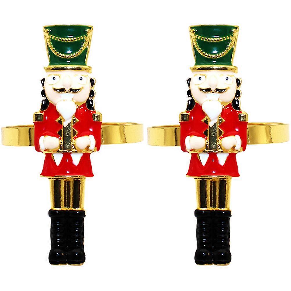 2pcs Nutcracker Napkin Rings Holders Christmas Nutcracker Shaped Napkin Rings Table Accessories