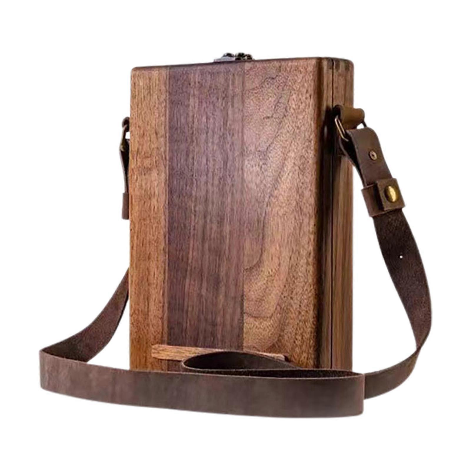 Writers Messenger Wood Box Briefcase Style Crossbody Postman Bag Handmade Wooden Pencil Brush
