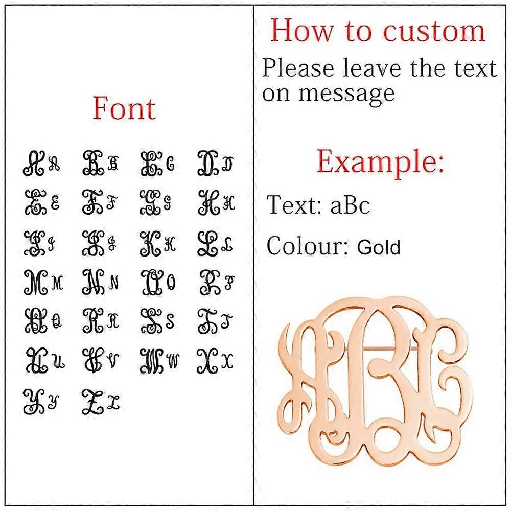 Custom Brooch Pin Customizable Badges Jewelry Gold Color Initial Text Lapel Pins Stainless Steel Name Brooches For Women