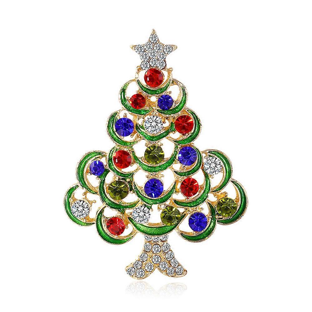Women\'s Brooches Pins with Color-preserving Sparkling Rhinestone Tree Lapel Pin for Coats Jackets Sweaters Suit