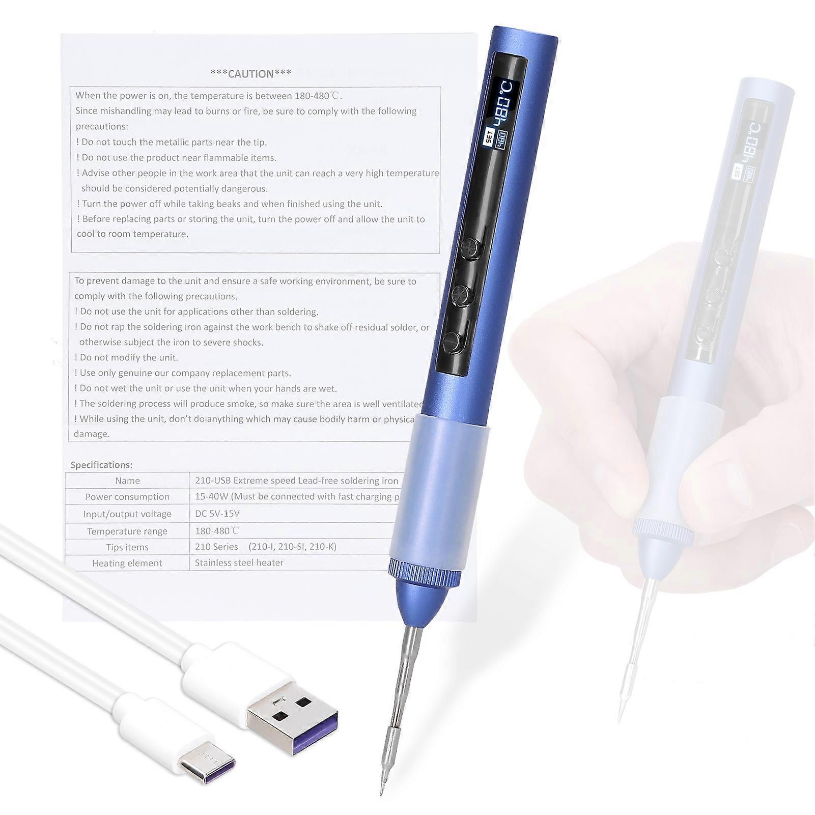 Intelligent Electric Soldering Iron Portable USB Soldering Station 180-480 OLED Display Welding Pen with Temperature Setting and Calibration Function
