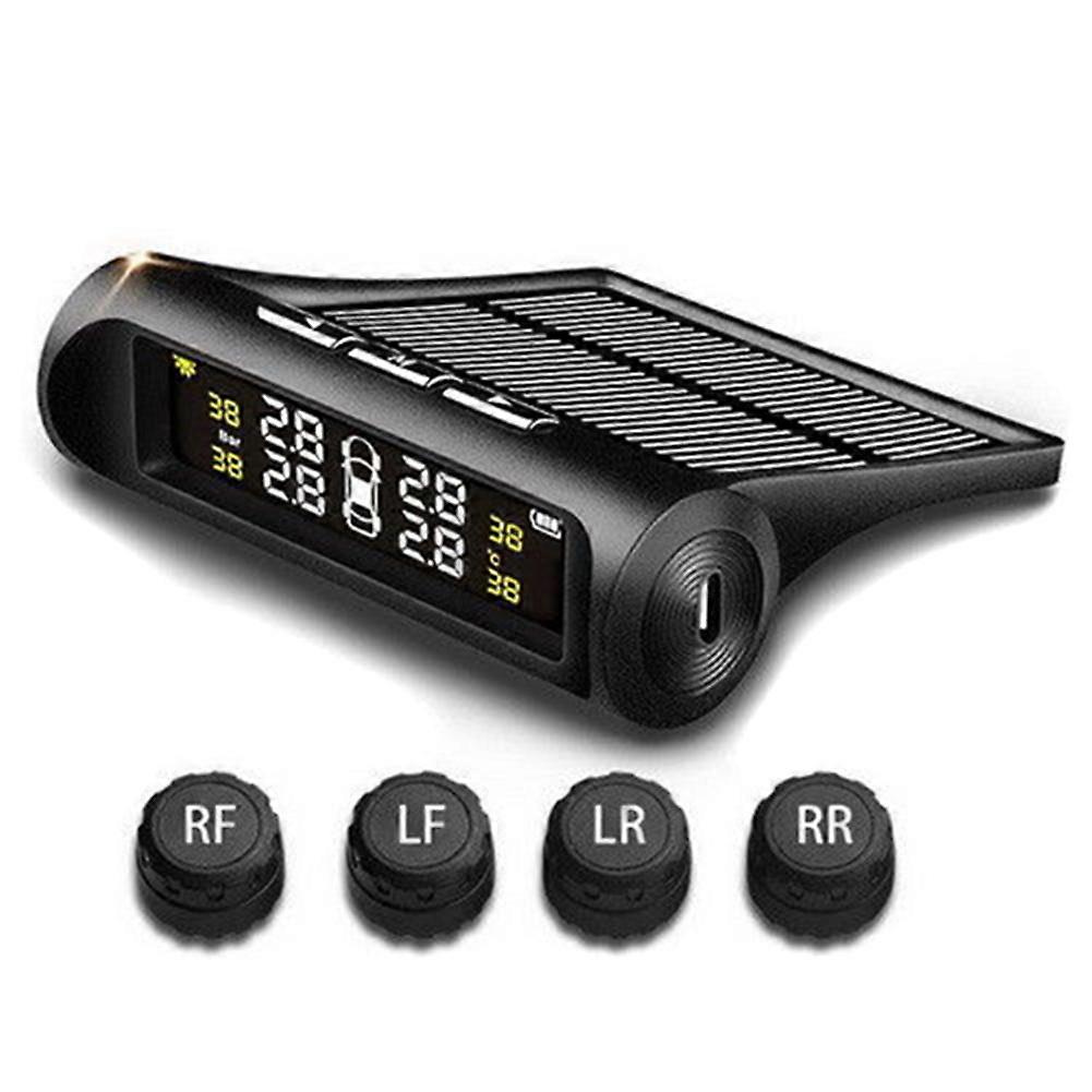 TPMS Wireless Solar Tire Pressure LCD Monitoring System with 4 External Sensor