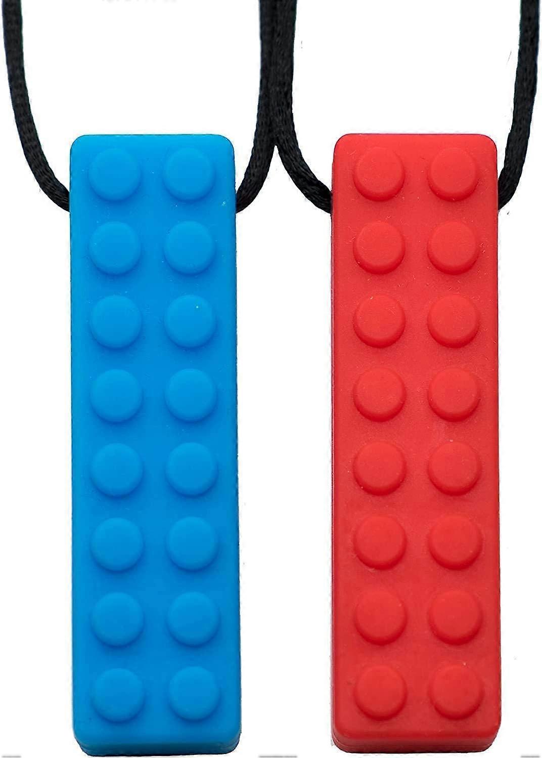 2 Pack Chew Necklaces - Best Chew Necklaces for Kids with Autism - Durable and Strong Silicone Chew Necklaces - Chew Pendants for Boys and Girls, Red 