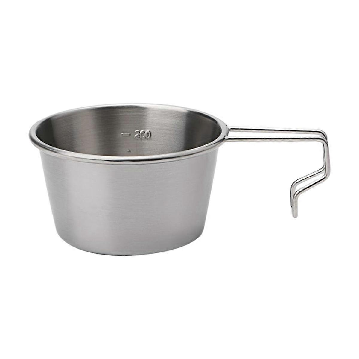 Picnic Bowl Non-Stick Camping Cup with Handle Tableware Outdoor Cookware Cooking Bowl Silver 200ml