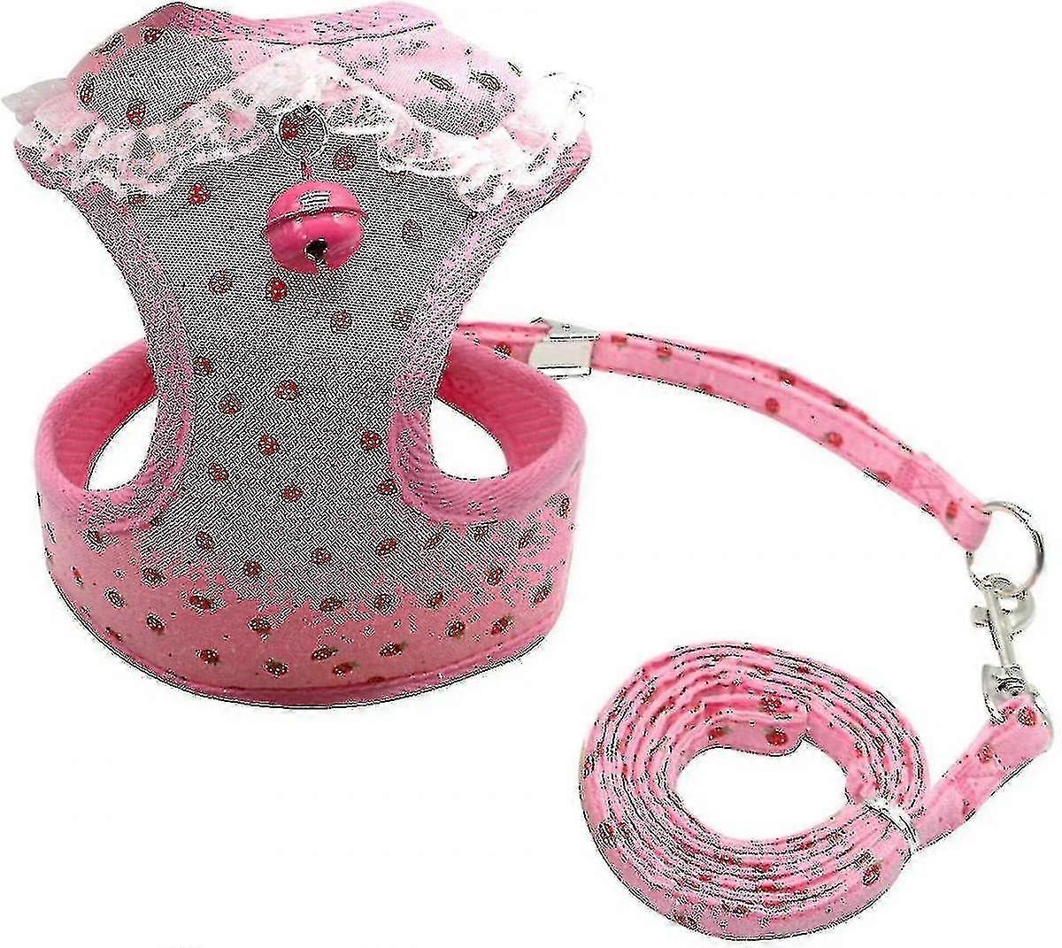Adjustable Pet Mesh Vest Harness And Leash Set With Cute Bell For Puppy Small Medium Dogs And Ca