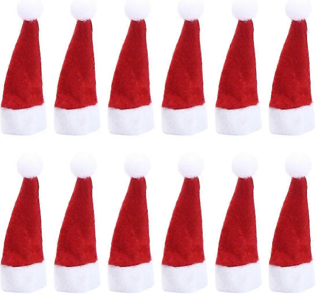 Mini Christmas Hat,15 Pcs Tiny Christmas Decorative Cap For Wine Bottle,knife,spoon,fork