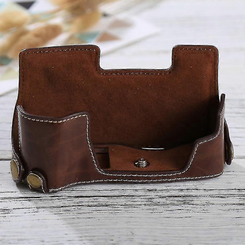 1/4 Inch Thread Pu Leather Camera Case Base For Olympus Em10(coffee)