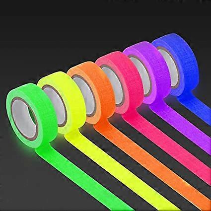UV Blacklight Reactive 6pack 6 Colors 0.15x5m per Color, Fluorescent Gaffer Tape,Bright for Glow Party