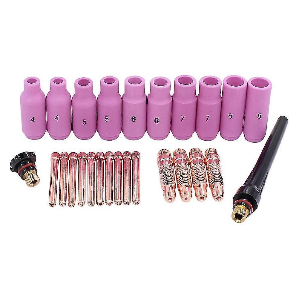 Tig Welding Torch Consumables Accessories Kit Collet Body Nozzle Back Cup For Wp17 Wp-17 Set Of 26